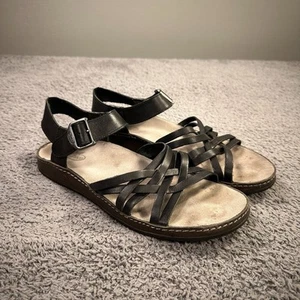 Chaco Fallon Sandals Womens 9 Black Leather Strappy Comfort Flat Ankle Strap - Picture 1 of 10