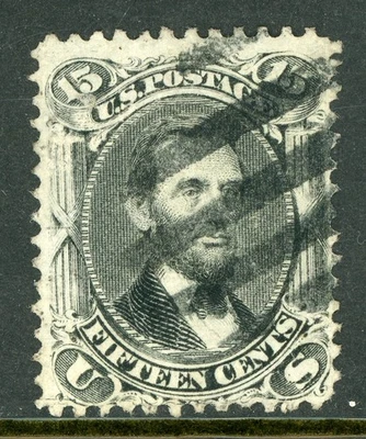 USA 1866 Lincoln 15¢ Black Scott #77 Used N927 - Image 1 of 4