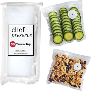 Chef Preserve Reusable Vacuum Sealer Bags for Food – 30 30 Bags, Transparent  - Picture 1 of 6