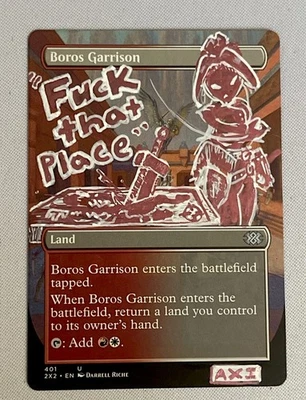Boros Garrison  (Altered) Hand-Painted MTG Card, 1/1 painting - Image 1 of 4