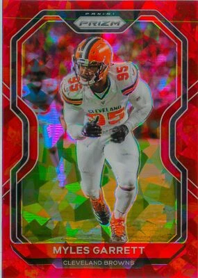 Myles Garrett 2020 Red Cracked Ice Prizm NFL Refractor Card #62 Cleveland Browns - Image 1 of 2