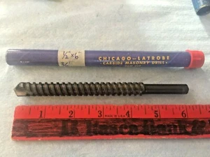 Chicago Latrobe, Drill Bit 6" x 1/2" .5000, Carbide tip, Masonry, 3/8" D Shaft - Picture 1 of 3