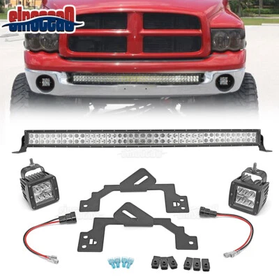 Soportes de vainas antiniebla de parachoques de 3" + Kit de cables de barra de luz LED de 42" para Dodge Ram 2500/3500 Foto 1 de 4