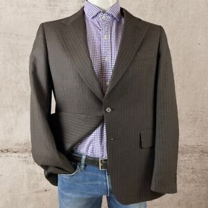 Hart Schaffner Marx Suit Brown Pinstripe 2 Piece Jacket 41/42 Pants 38x31.5 R4