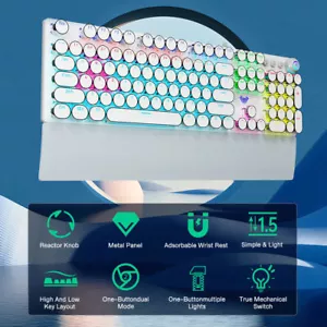 Gaming Keyboard Square Glowing Keycaps Backlit Wired 108 Keys Anti-ghosting RGB - Picture 1 of 11