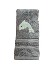 Dolphin Bathroom Hand towel Grey sea creature fish under the sea beach seashell - Picture 1 of 2