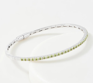 Affinity Gems Peridot Bangle Bracelet, 1.00 cttw, Sterling Silver, Size 6-3/4"