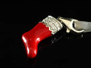 ESPRIT JEWELS   Charm Nikolaus Strumpf rot mit Glitzer 925 Sterling Silber - Bild 1 von 2