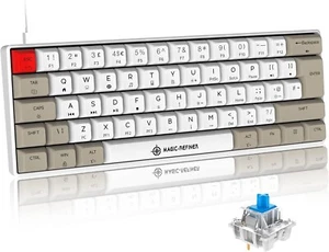 White Wired Mechanical Gaming Keyboard RGB Backlit Blue switch62 Keys for PC Mac - Picture 1 of 7
