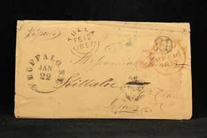 New York: Buffalo 1857 copertura transatlantica senza timbro in Irlanda e spedita - Foto 1 di 3