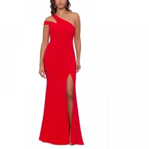 New $249 Xscape  Women's Long Sleeveless One Shoulder Fit & Flare Dress A2824 - Picture 1 of 16
