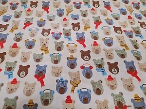 1 2/3 Yd Bears Scarf Cotton Flannel Cubby Bear Polar Bears Windham - Picture 1 of 2