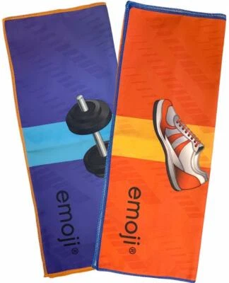 2 EMOJI Medium Sports Towel Microfibre Pool Travel Yoga Gym Fast Dry Lightweight - Image 1 of 4