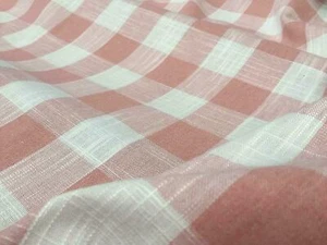 Gingham Linen Checked Linen Fabric Plaid Material -55'' wide- PINK WHITE Square - Picture 1 of 6