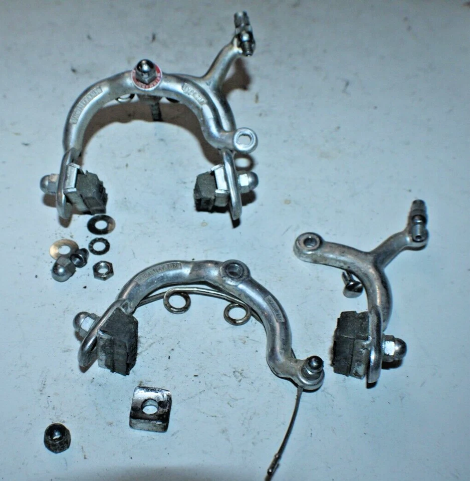 Juego de pinzas de freno vintage Weinmann 730 60-75 mm plata tirón lateral plata envío EE. UU. Foto 1 de 4