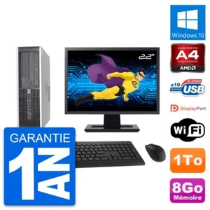PC HP 6305 Pro SFF Ecran 22" AMD A4-5300B RAM 8Go Disque Dur 1To Windows 10 Wifi - Imagen 1 de 8