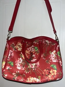 Charming Charlie Red Floral Print Crossbody Tote Handbag Purse Adjustable Strap - Picture 1 of 7