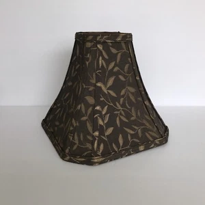 Cut Corner Square Bell Shade Brown Gold Lampshade 10" W x 8 3/4" T Spider Fitter - Picture 1 of 11