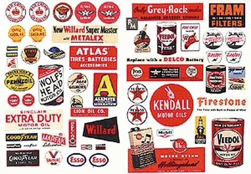 JL Innovative Design #284 HO Gas Station/Oil Signs #2 1930s-60s Signs 55pcs - Image 1 of 1