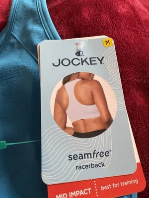 Jockey Sports Bra Mid-Impact Womens Racer back Seamless Size M Moisture-Wicking - Image 1 of 4