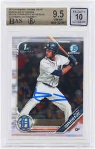 Riley Greene Tigers Signed 2019 Bowman Draft Chrome MLB #BDC-50 BAS 9.5/10 Card - Picture 1 of 3