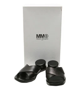 Maison Margiela Exposed Heel Sandals Size 38 Black Leather Open Toe MM6 - Picture 1 of 8