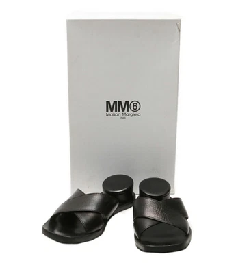 Maison Margiela Exposed Heel Sandals Size 38 Black Leather Open Toe MM6 - Image 1 of 4