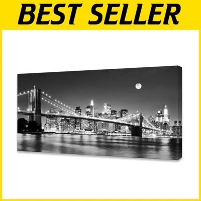 Brooklyn Bridge Night View Canvas Print - Image 1 of 4