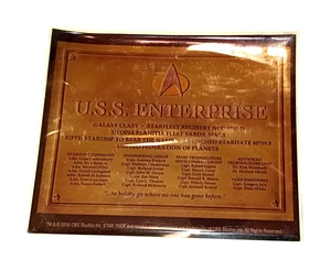 Star Trek TNG Adesivo Targa Dedica U.S.S. Enterprise NCC-1701-D Replica Sticker - Foto 1 di 6