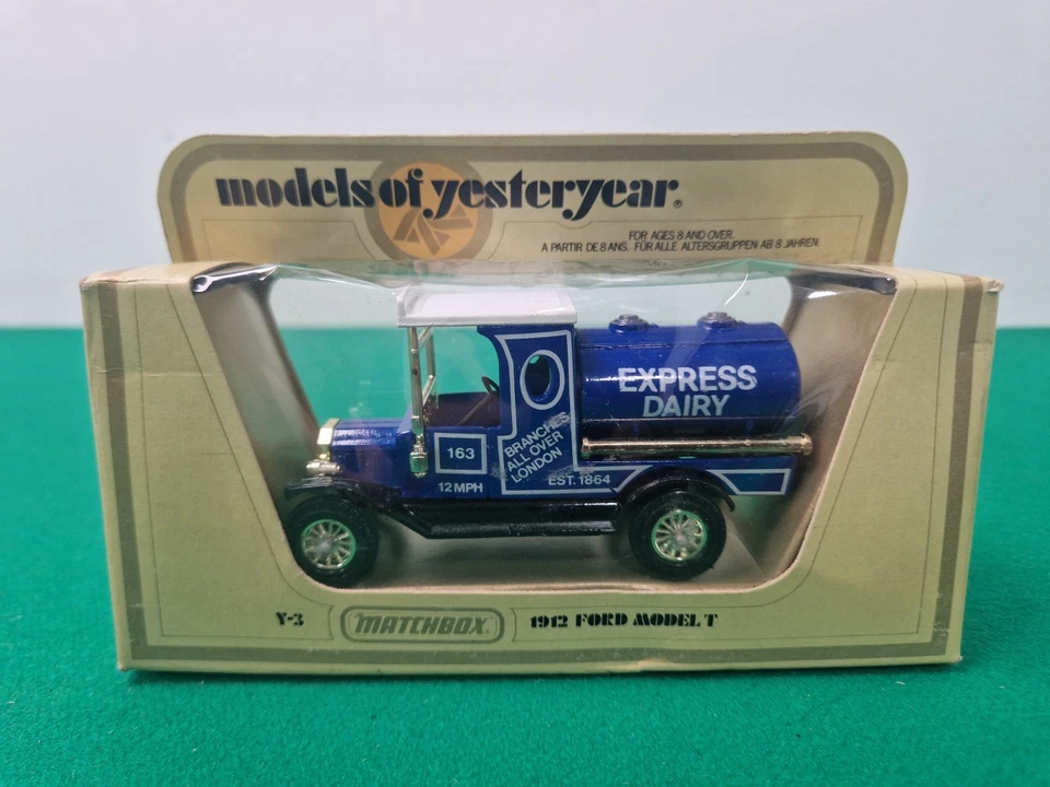 1:35 Matchbox Modelos de Antaño Y-3 Azul 1912 Ford Modelo T Tanker en Caja #1 Foto 1 de 4
