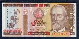 Peru '5 Millionen Intis 1991 Pick 150 Fast Fior Druck - Gian 12 - Bild 1 von 2