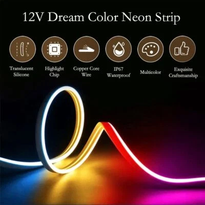 DC12V WS2811 Dream Color T0612 RGB LED Neon Strip Smart IC Pixels Lights IP67 - Image 1 of 4
