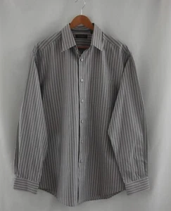 Joseph Abbud Collection Long Sleeve Gray Stripe Shirt Size L Traditional Cut - Picture 1 of 3