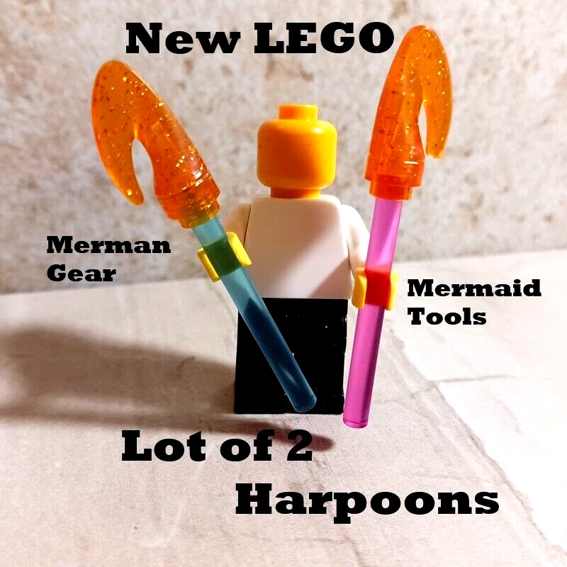 Nuevo LEGO Merman Arma Bastón Arpón Trans Azul Brillo Naranja Rosa Océano Mar Foto 1 de 1