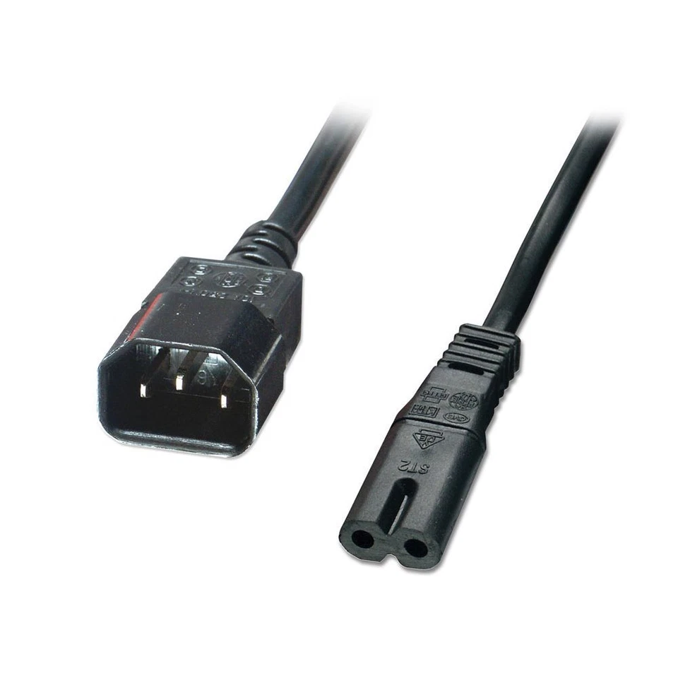 Power Cable C14  Male Plug to IEC C7 Female Socket Figure of 8 2m - Image 1 of 1