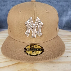 New York Yankees Genuino MLB Gorra Ajustada 7 3/4 New Era 59Fifty Wheat Logo 3D - Imagen 1 de 10