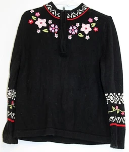 Hanna Andersson Girls Embroidered Flowers Knit Sweater Sz 110 US 5 Mock Neck - Picture 1 of 7