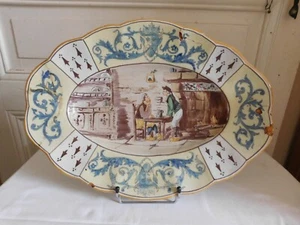 Géo MARTEL (1872-1942) plat ovale faïence de Desvres scène de genre et satyres - Picture 1 of 12