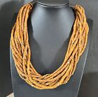 Gerda Lynggard Monies Coconut Gold Highlights Horn Necklace Unsigned Vintage