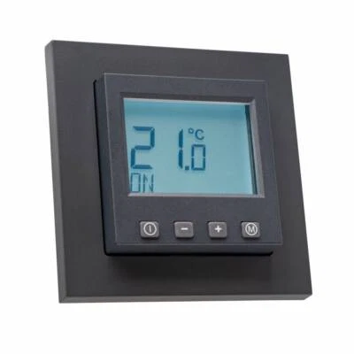Raumthermostat digital 230V mit Gira E2 anthrazit Rahmen 021123 Heizen/Kühlen - Bild 1 von 4