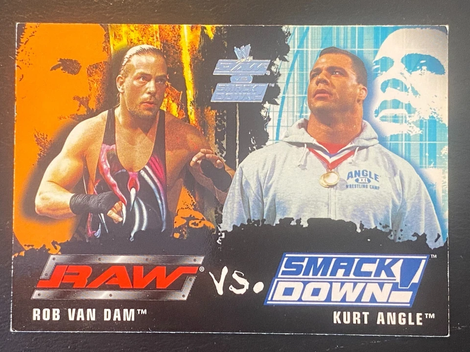 Rob Van Dam vs Kurt Angle 2002 Fleer WWE Raw vs Smackdown #76 - Image 1 of 2
