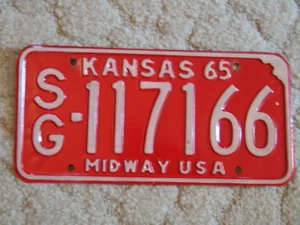 ANTIQUE 1965 KANSAS LICENSE TAG/PLATE - #117166   MIDWAY USA - Picture 1 of 2