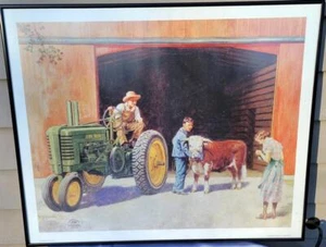 Vintage John Deere People's Art Print by Walter Haskell Hinton Framed #2 - Picture 1 of 1