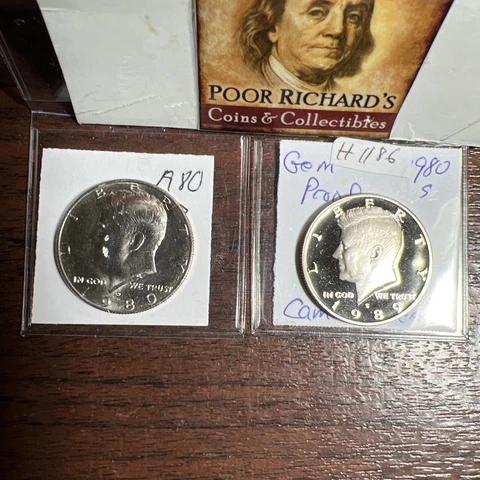1980D & 1980S Proof Kennedy Halves From Sets. As Pictured. Free Shipping! H1186 Cover