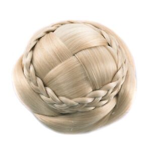 Fiber Braided Chignons Fake Hair Buns Cover Blond Clip-in Wig Lady Hairpieces