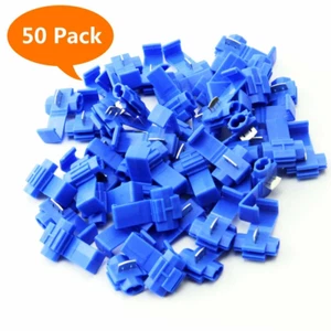 50pcs Blue Wire Cable Connectors Quick Splice Terminals Crimp Electrical Kit - Picture 1 of 5