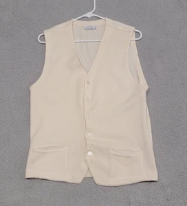 Gran Sasso Vest Mens 52 Beige Virgin Wool Button Up Sleeveless Sweater Pockets - Picture 1 of 10