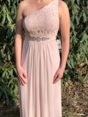 NEW Adrianna Papell Lace One-Shoulder Gown Prom Dress Junior SZ 4 Medium Pink - Image 1 of 4