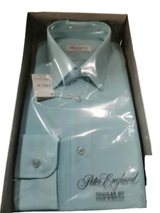 New Peter England Men's Aqua Shirt Size 14 1/2 37cm Reg Fit - Picture 1 of 5