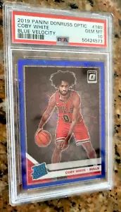 2019-20 Coby White Blue Velocity RC Rookie Panini Donruss Optic #180 PSA 10 Gem - Picture 1 of 2
